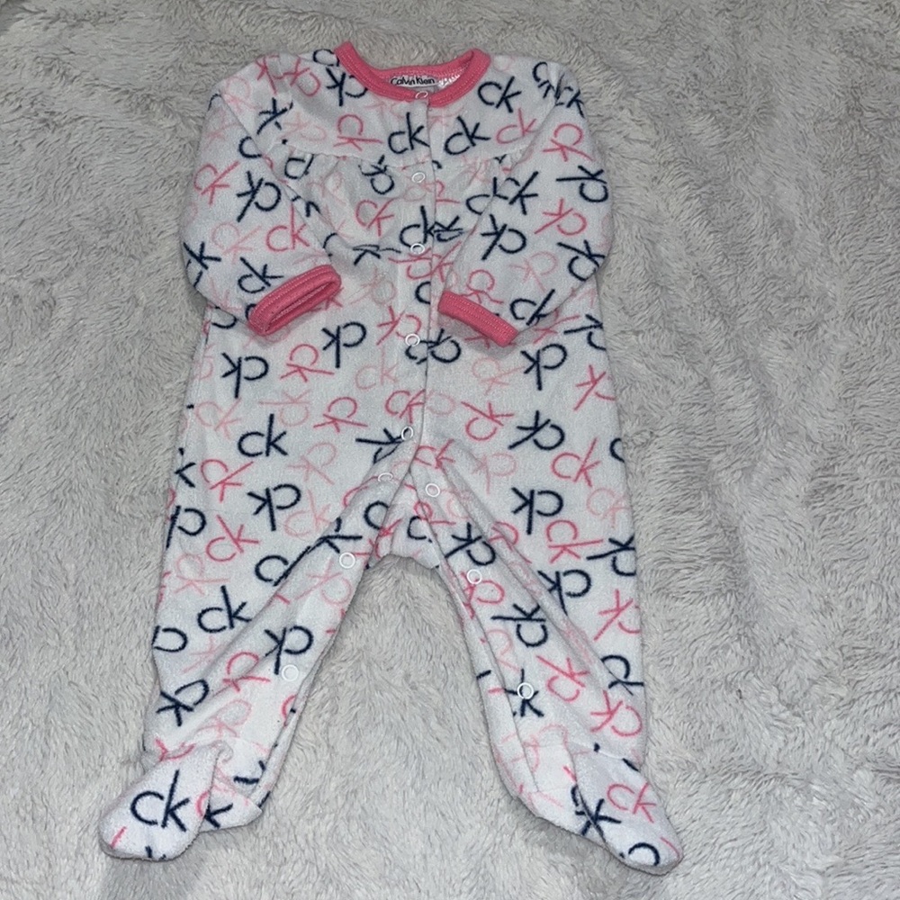 Calvin Klein 0-3 month fleece fuzzy footie/ sleeper